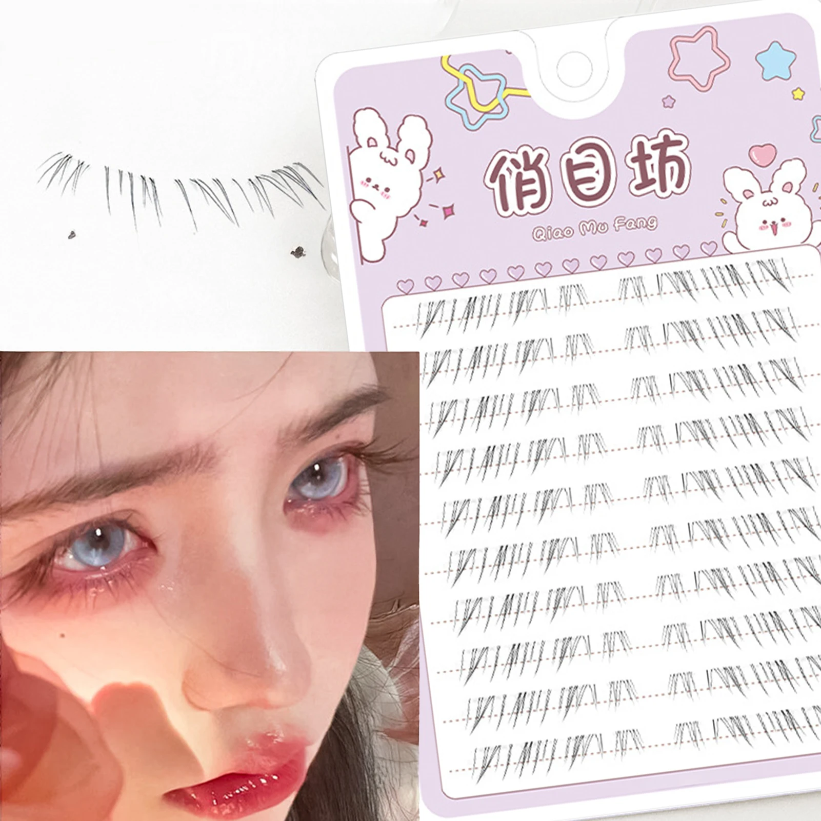 10 rzędów naturalnych, długich, dolnych sztucznych rzęs, mix 5-7mm, urocze kępki rzęs, delikatne, puszyste przedłużanie rzęs na imprezy i do makijażu.