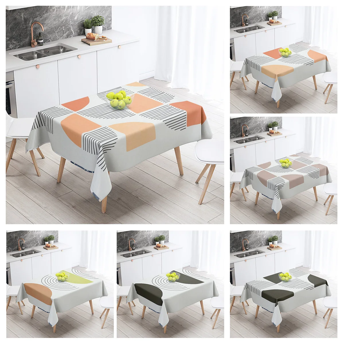 Nordic Light Luxury Abstract Geometric Tablecloth Anti-fouling Dining Table Cloth Coffee Table Tablecloth Decoration modern