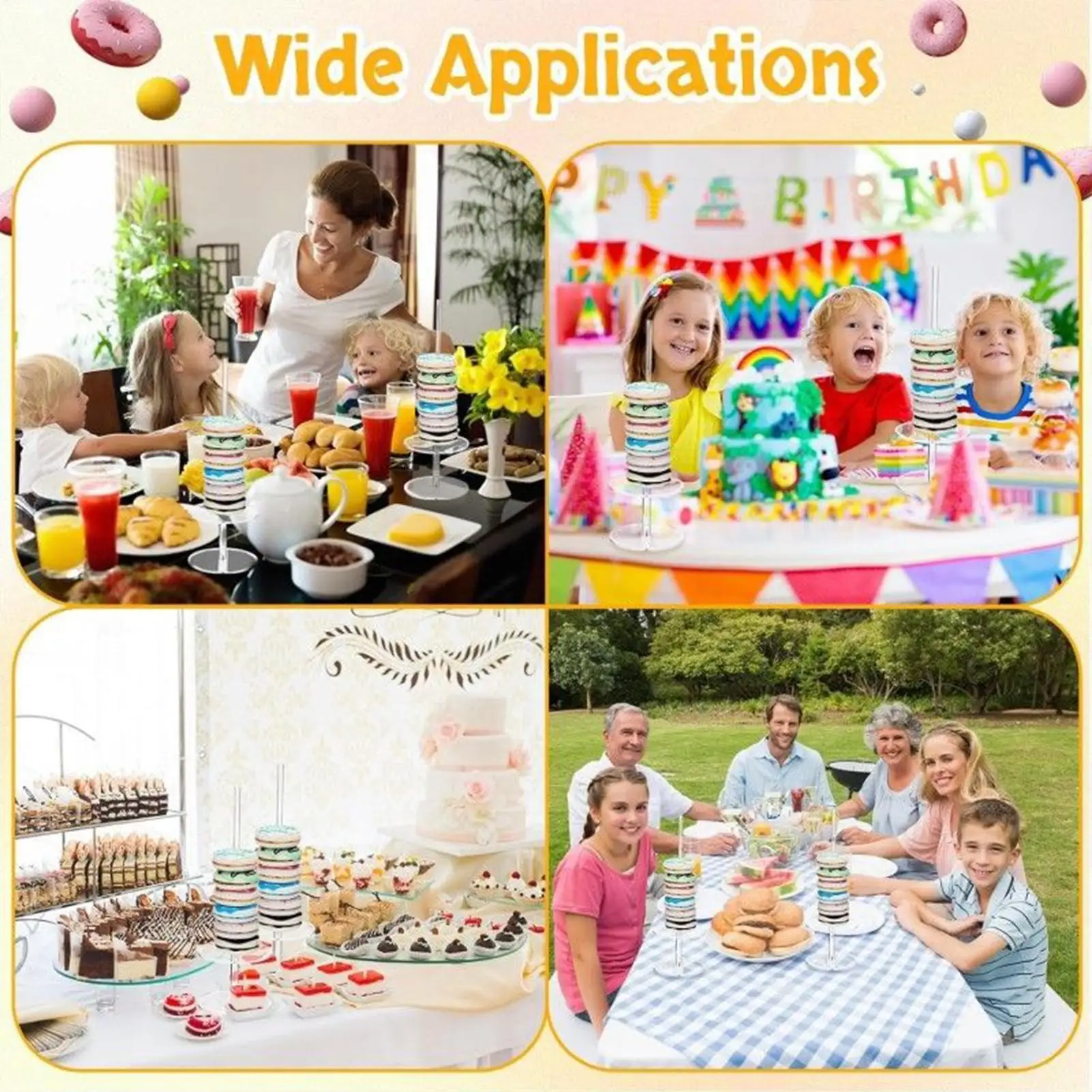 

Подставка для пончиков, прозрачная, 4 шт., нескользящая подставка для десертного стола, бакель, башня, прозрачный держатель для бублика, подставка для дня рождения, свадьбы, детского душа