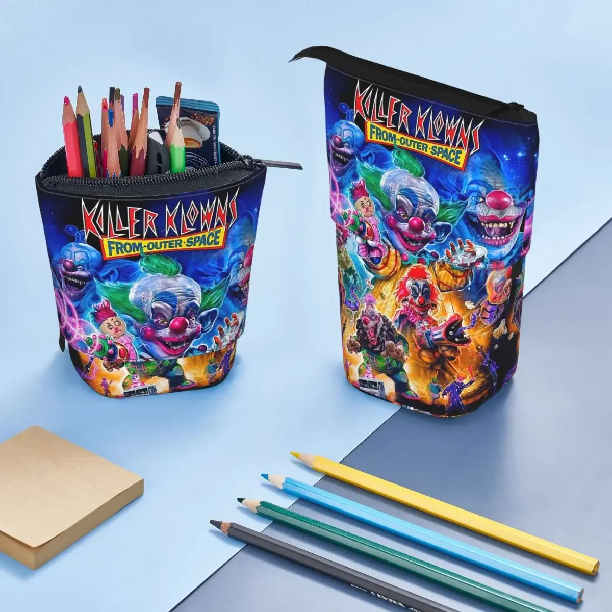 Killer Klowns From Outer Space Funny Horror Movie Reversible Pencil Case for Boys Girls School Pen Box Pencil Bag