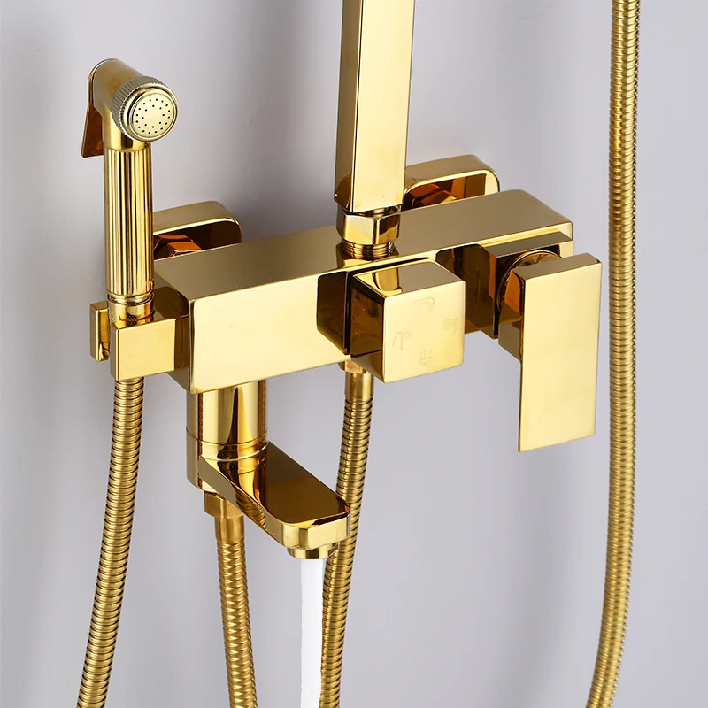 Square Hot Cold Bathroom Shower Set Quality Stainless Steel Hot Cold Bathroom Shower System Accessories 10 Inch Rain Shower Head