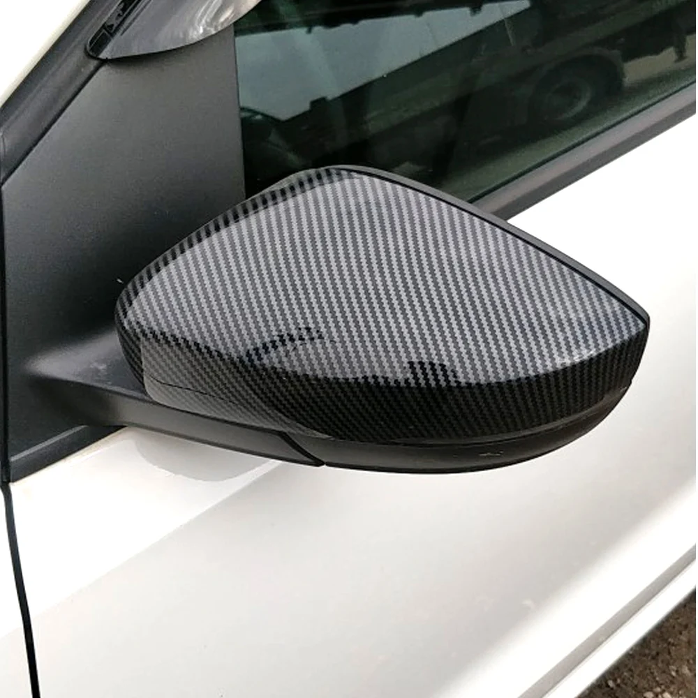 2 sztuki dla Volkswagen VW Polo MK5 6R 6C ABS boczne lusterko wsteczne pokrowiec obudowa wymienna wykończenie czarna strona lustrzane nakrętki akcesoria