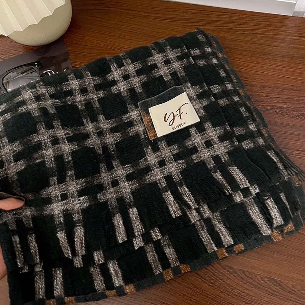 

Простой шерстяной шарф в клетку, однотонная длинная шаль, кашемировая шаль, шарфы в корейском стиле, накидки-пончо для студентов