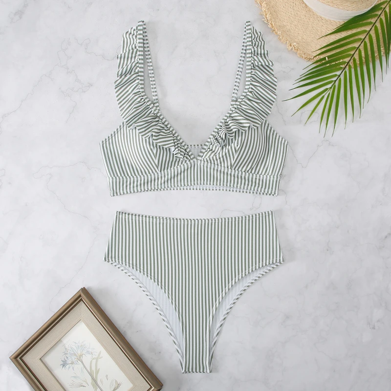 Sexy Bikini 2024 Swimsuit Women Solid Biquini Feminino Swimwear Striped Bikini Set Bathing Suit Women Bikinis Beachwear