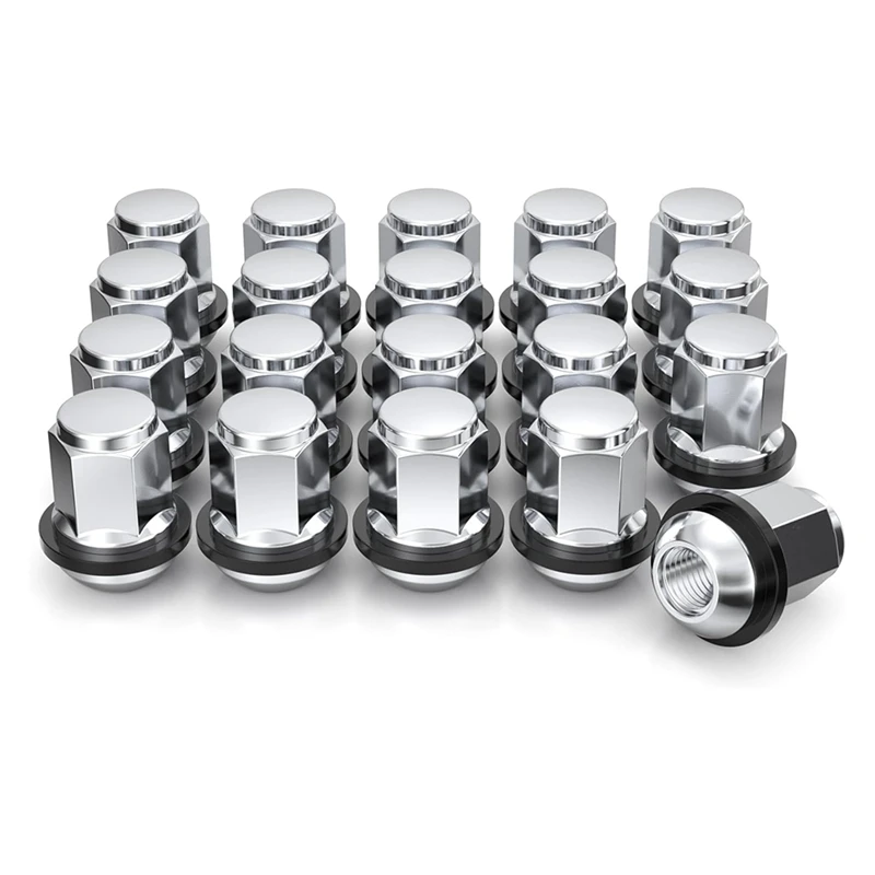 1907WR-20AM Chrome Factory Style M12x1.5 Radius Seat Lug Nutswith Washer For Hondaand Acura, 20 Pack