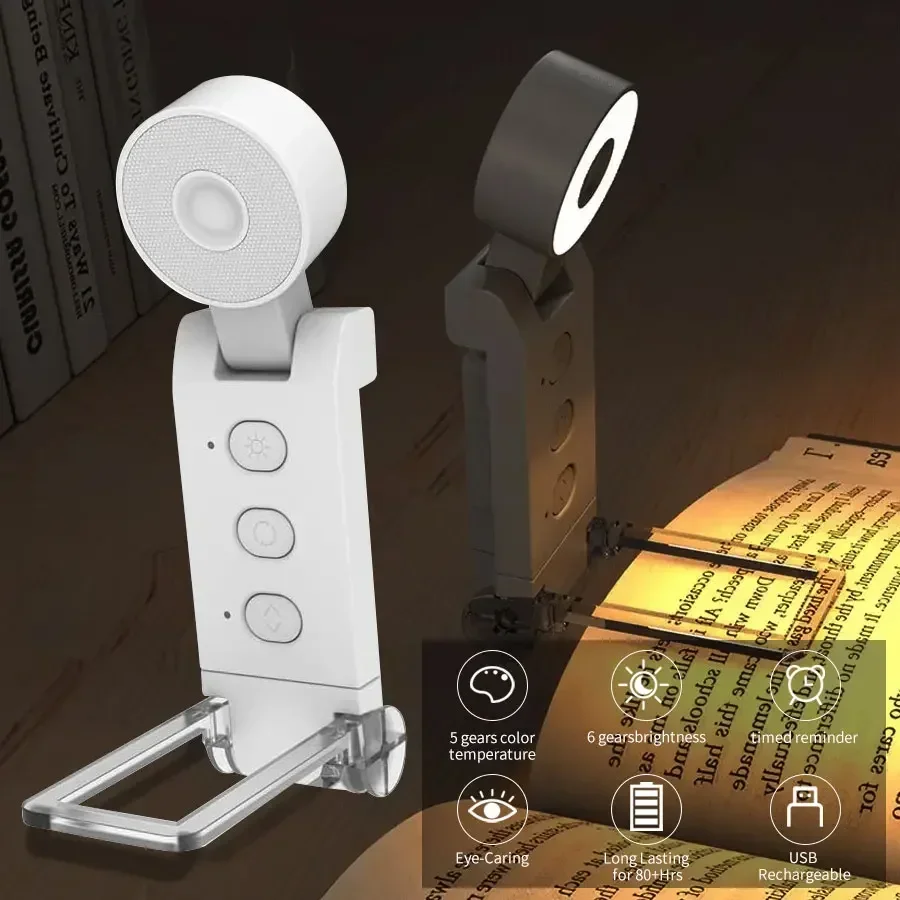 

LED Book Light USB Rechargeable Reading Light Eye Protection with Timer Portable Clip Desk Light Bookmark Read Light Night Lamp