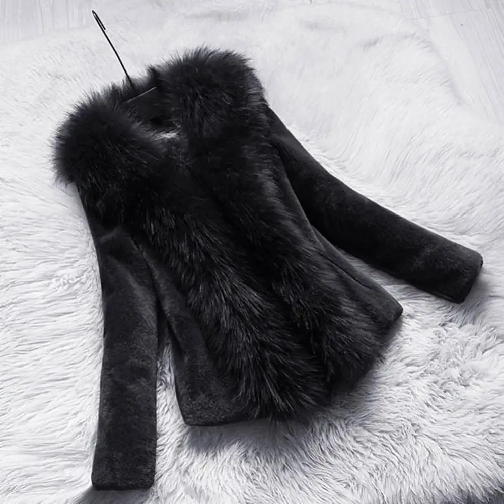 Imitation Rabbit Fur Jacket Luxurious Faux Fur Winter Jacket With Heat Retention For Women Elegant Long Sleeve Coat For Home