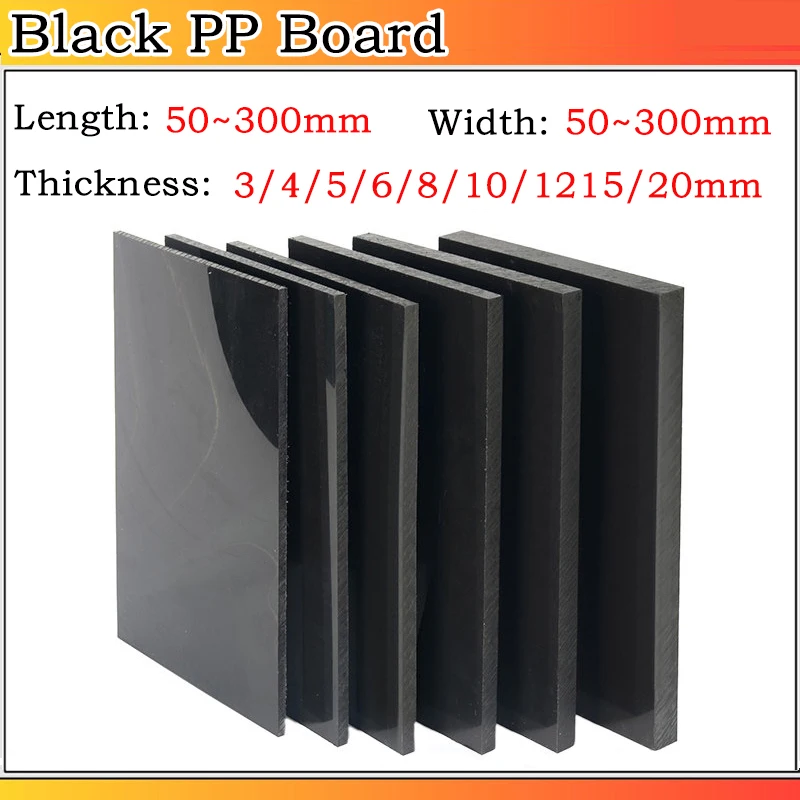 

1~5pcs Black PP (Polyethylene) Board Black Waterproof Hard Board, Plastic Board Length/Width:50~300mm Thickness:3~20mm