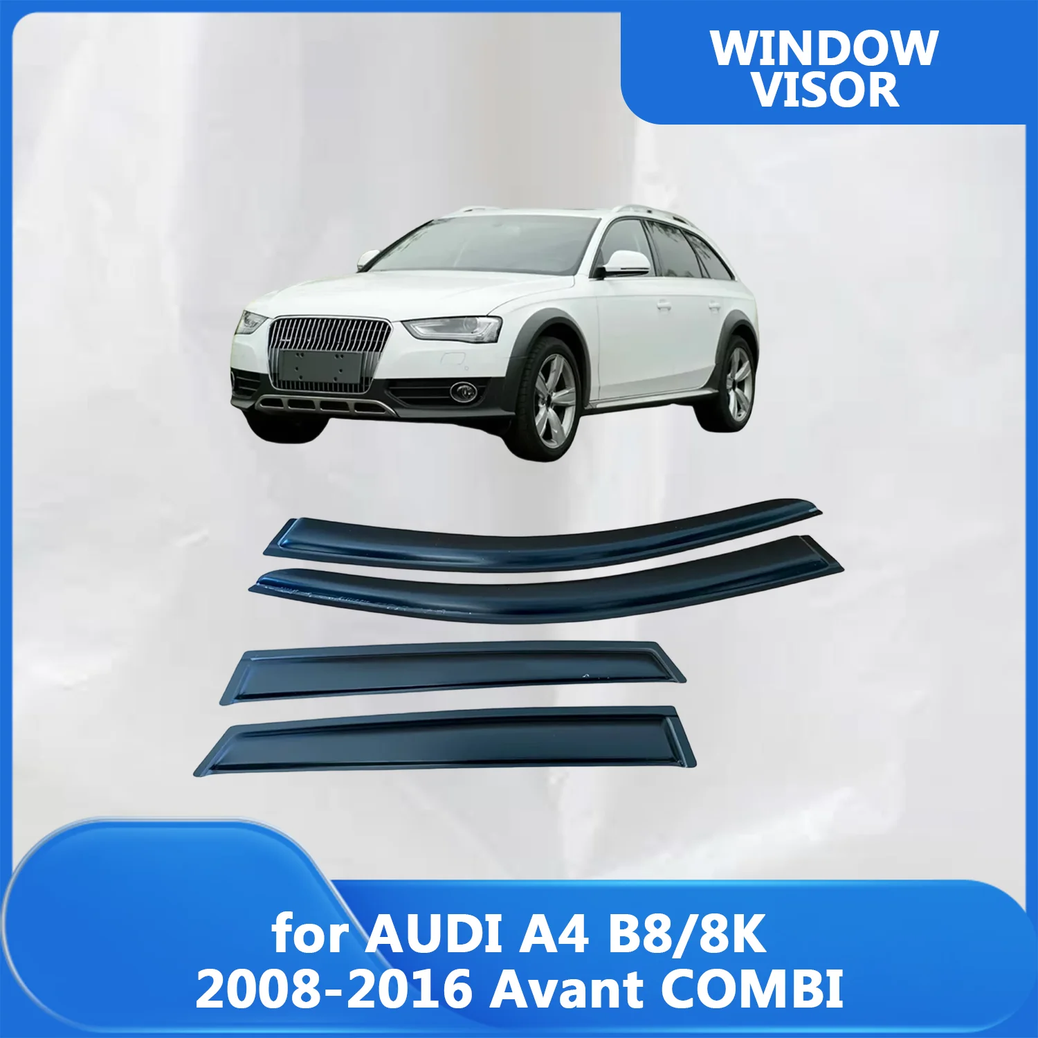 

Window Visor for AUDI A4 B8 B8.5 2008 2009 2010 2011-2016 Avant COMBI Rain Guard Side Vent Deflector Weathershield Outside-Mount