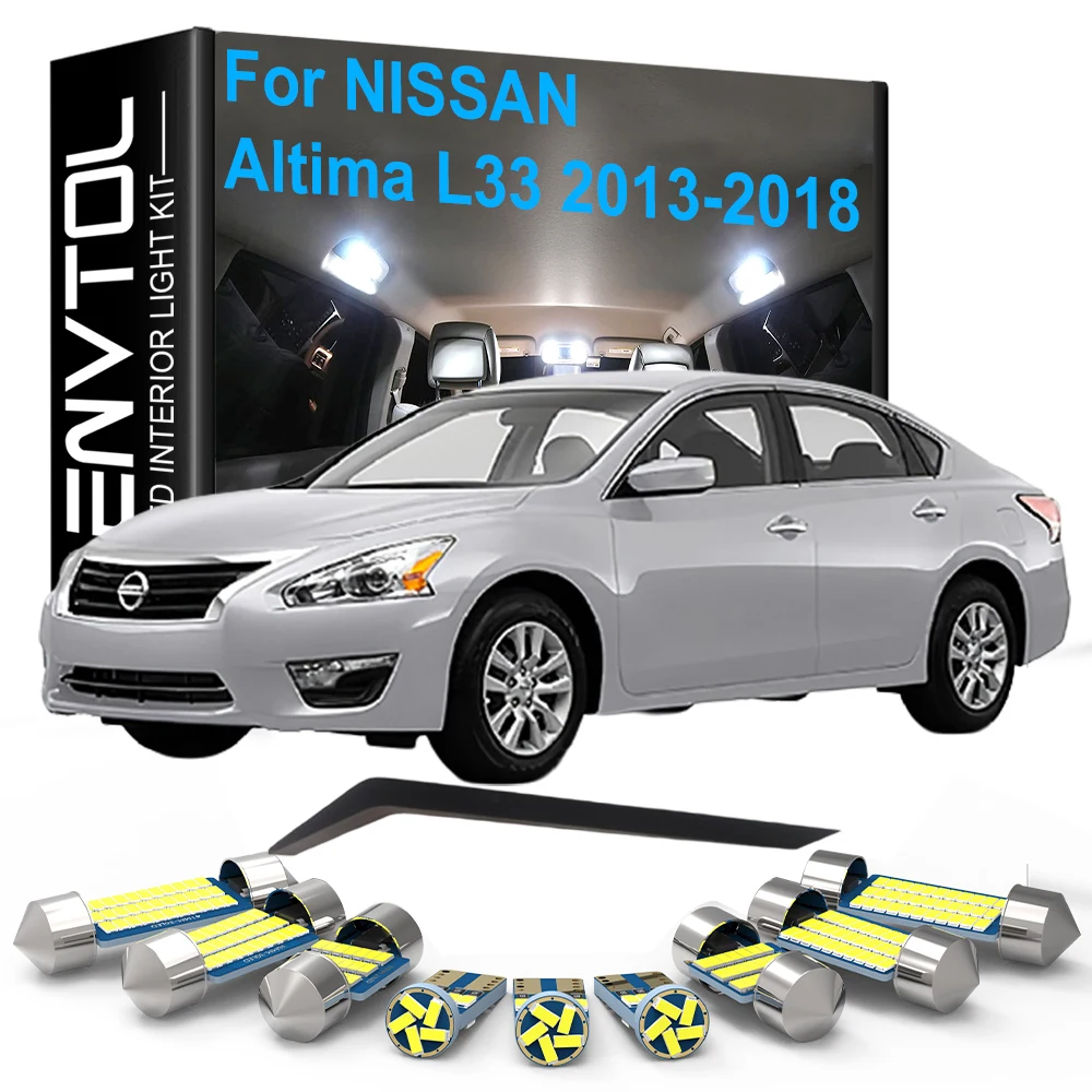 

13 шт. светодиодные внутренние фонари Canbus для Nissan Altima L33 2013-2018, автомобильный купол для чтения, багажник, дорожка, освещение двери, лампа номерного знака