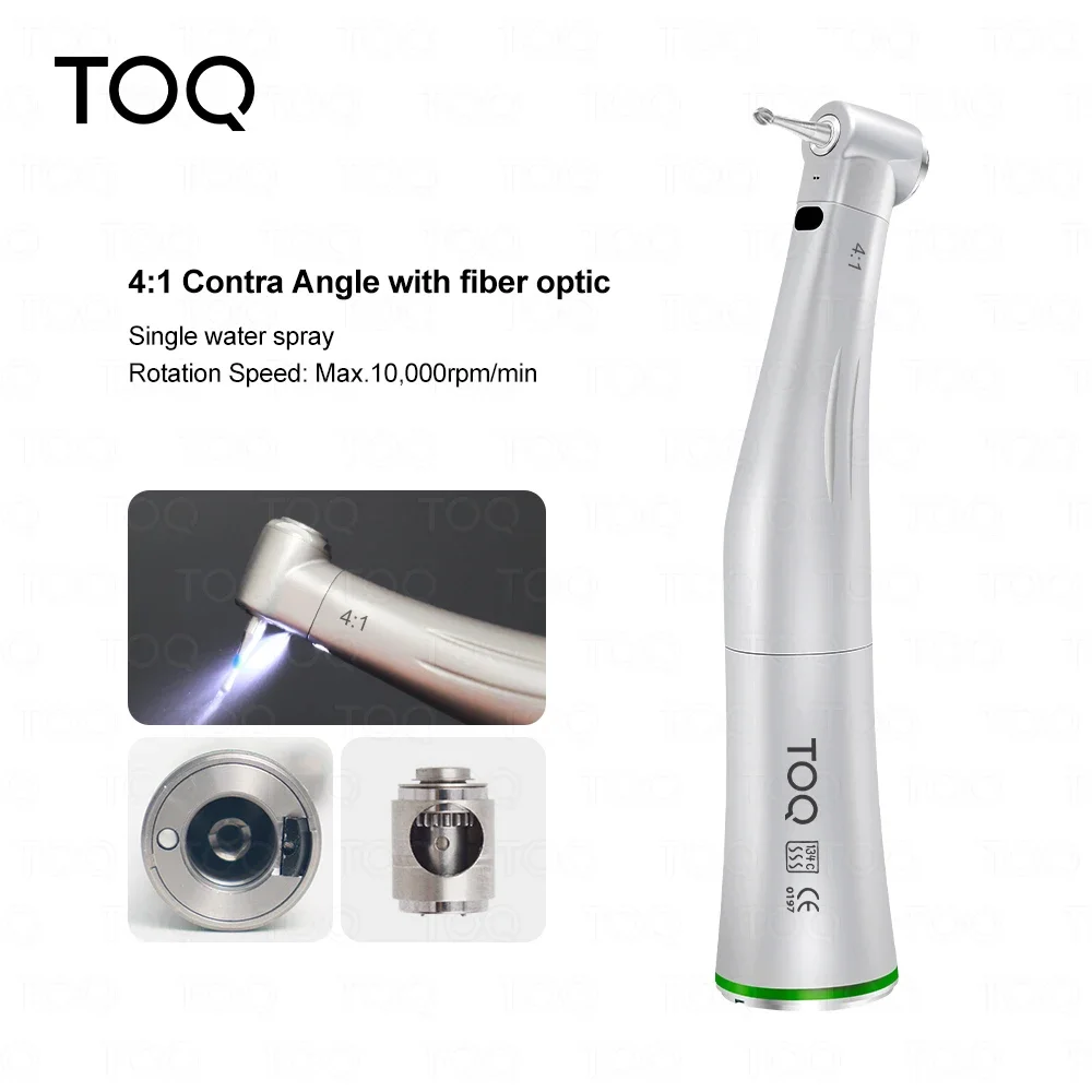 Dental LED Fiber Optic Handpiece set 1:5 Red Ring/4:1/1:1 Contra-Angle 1:1 Straight Nose fit to all E type Electric Motor