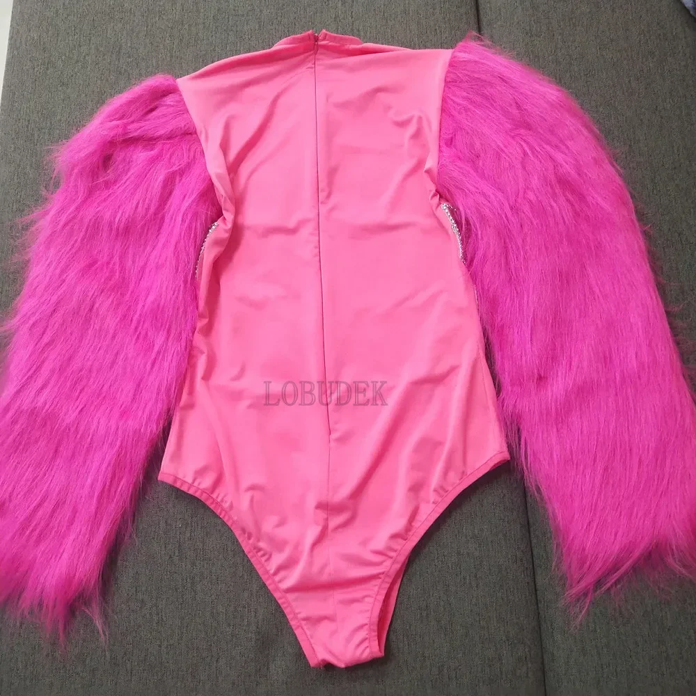 Body de manga de piel con láser para mujer, traje de baile de Gogo para club nocturno, DJ, cantante, bailarina, ropa de escenario de actuación, trajes de Drag Queen Rave