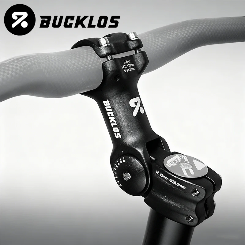 

BUCKLOS Adjustable Bike Handlebar Stem 60 Degree Road Mountain BIke 28.6mm Fork Stem CNC Aluminum Alloy MTB Stem 25.4/31.8mm