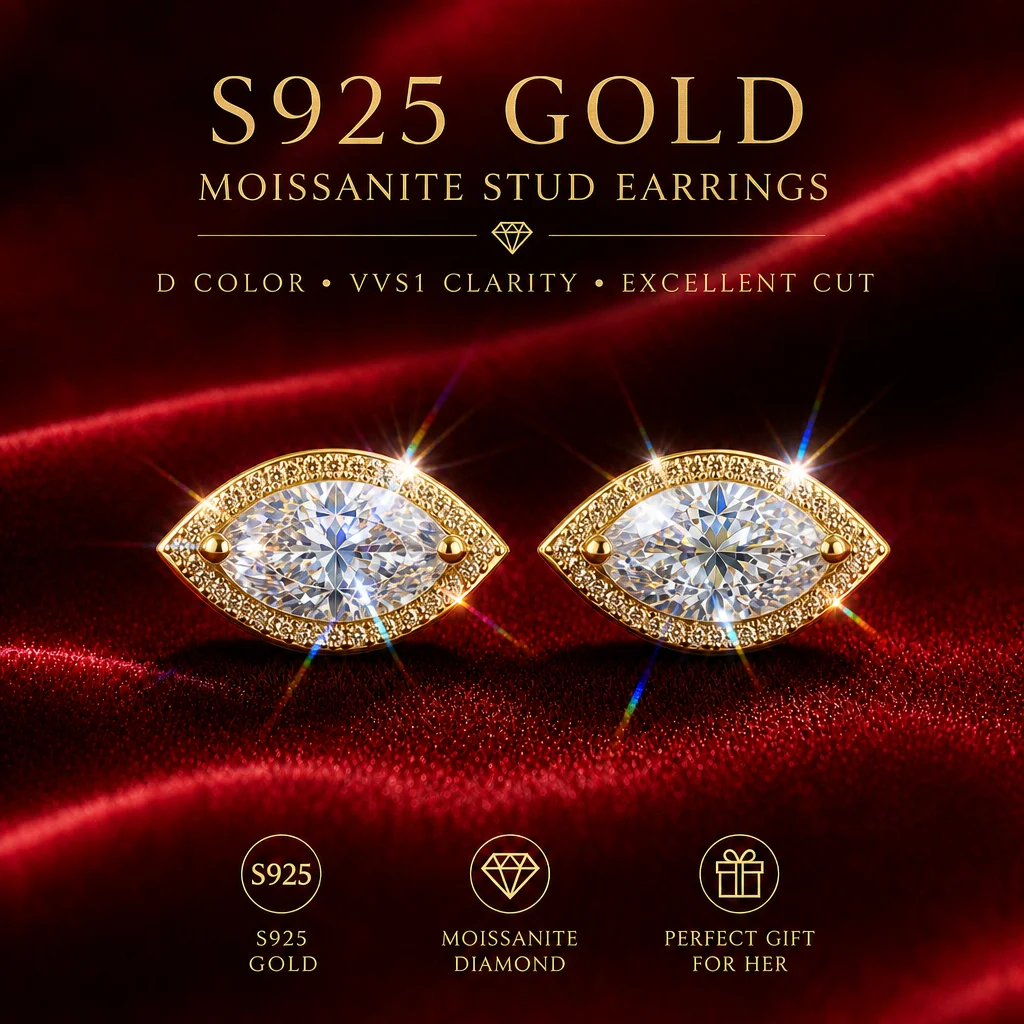 3EX Cut Emerald Shape Moissanite Earrings Women's Party Jewelry Gift with GRA Certificate