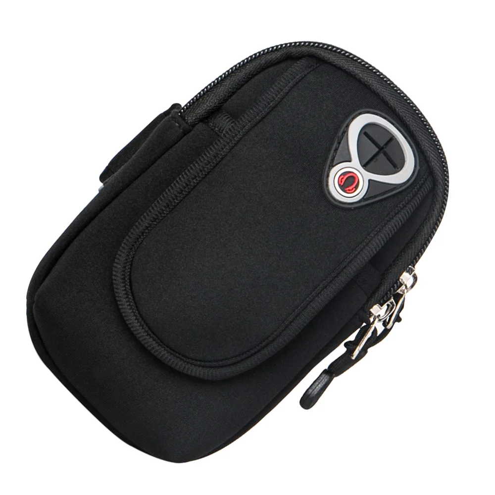 حزام ذراع رياضي كبير للجنسين، أسود خفيف الوزن وجيد التهوية من النيوبرين، جيب آمن بسحاب لتشغيل الركض وركوب الدراجات #5