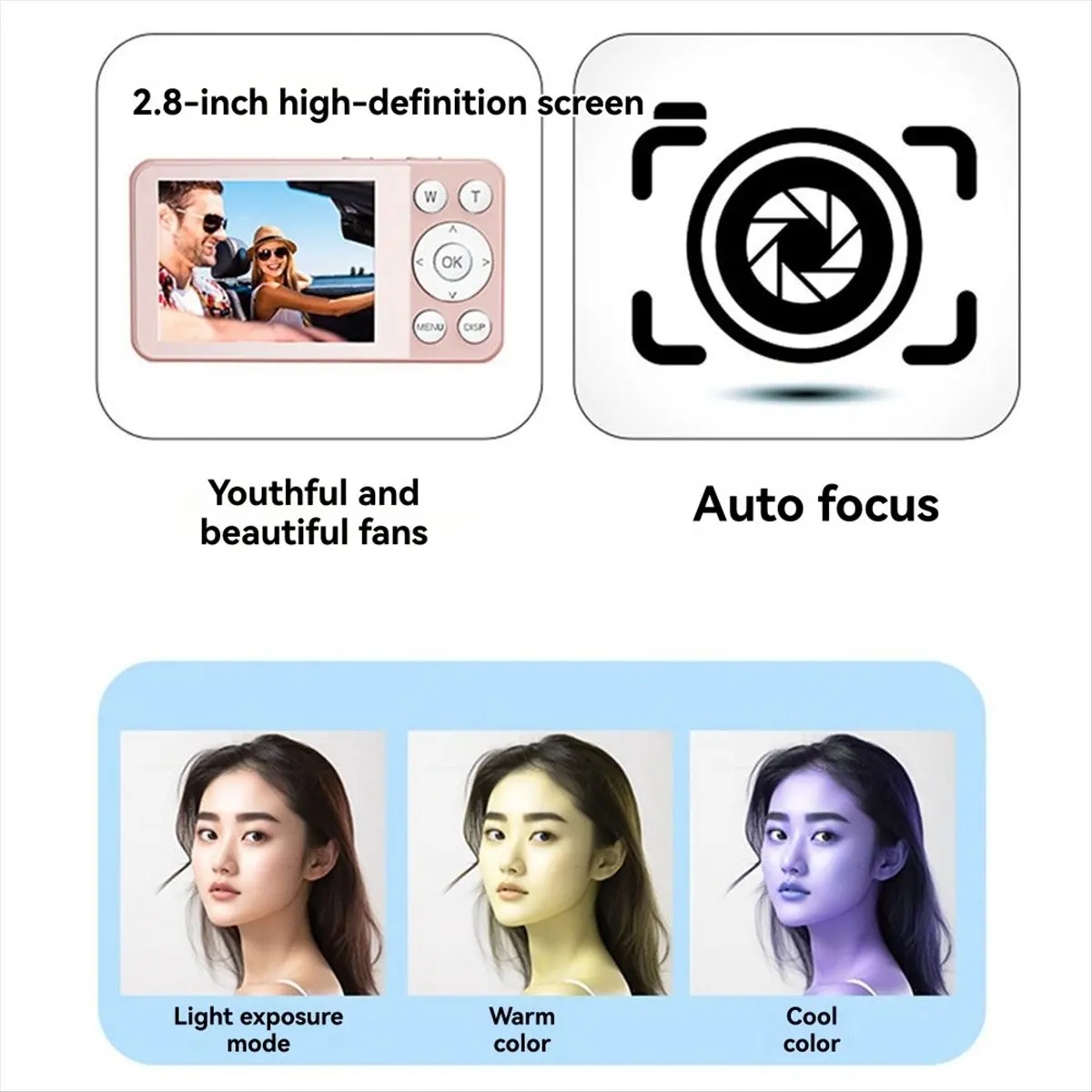 

N05R Children'S Digital Camera Black 4K 30fps HD Video Recorder Fill Lights 2000mAh Long Time Recording Type-C OTG Function