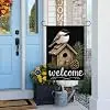 Welcome Garden Flag Chickadee Birdhouse Pine Cone 12x18 Inch Polyester Double Sided Printed for Spring Summer Lawn House Hom llz