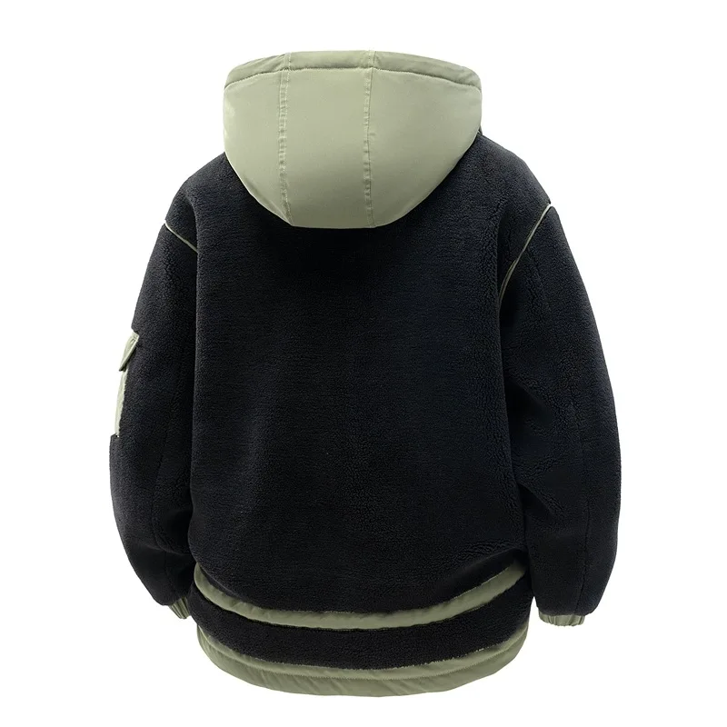 KIDWHXR Men Hooded Jacket Winter Thicken Contrast Color Man Parkas Coat Streetwear Windproof Long Sleeve Male Casual Outerwear