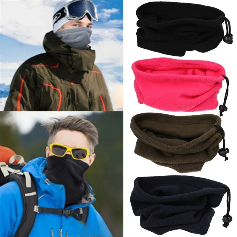 Fleece Scarf Drawstring Fleece Neck Sleeve Scarf Men Bandana Neck Warm Winter Windproof Tube Scarves for Face Snowboard Ski