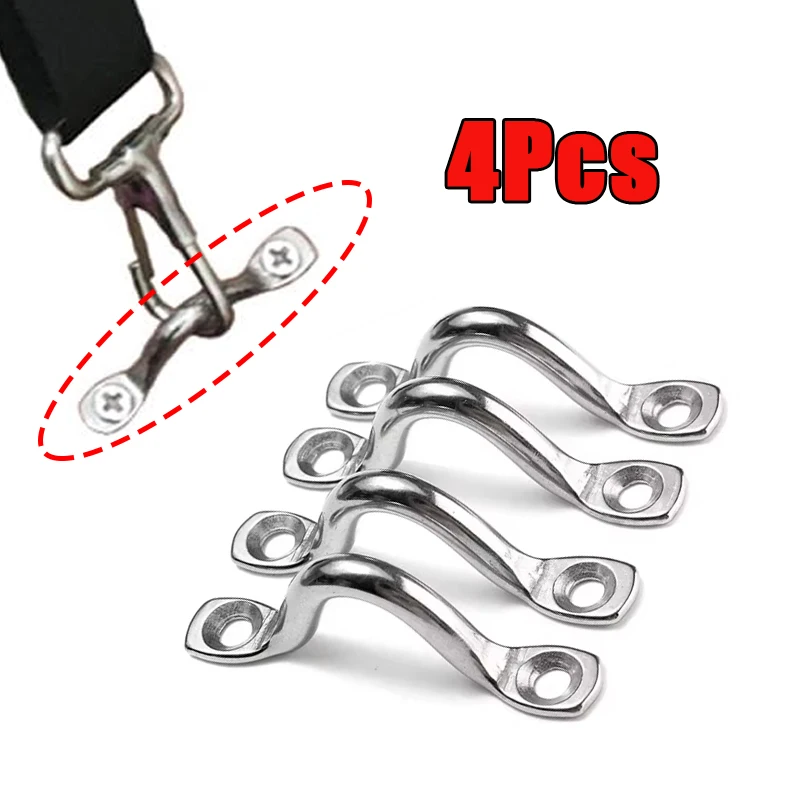 4pcs Boat Handle Stainless Steel Wire Eye Strap Boat Marine Tie Down Fender Hook Canopy Engines Accessories