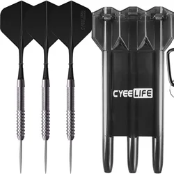 CyeeLife Tungsten 90% Steel tip darts 21/23/26/28/30g With Carrying Case+One Piece Flights Pro Dart Set