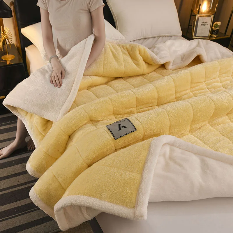 Three-layer Thickened Warm Milk Velvet Winter Blankets for Bed Cozy Soft Weighted Blanket for Sleeping Single Double Plush Throw