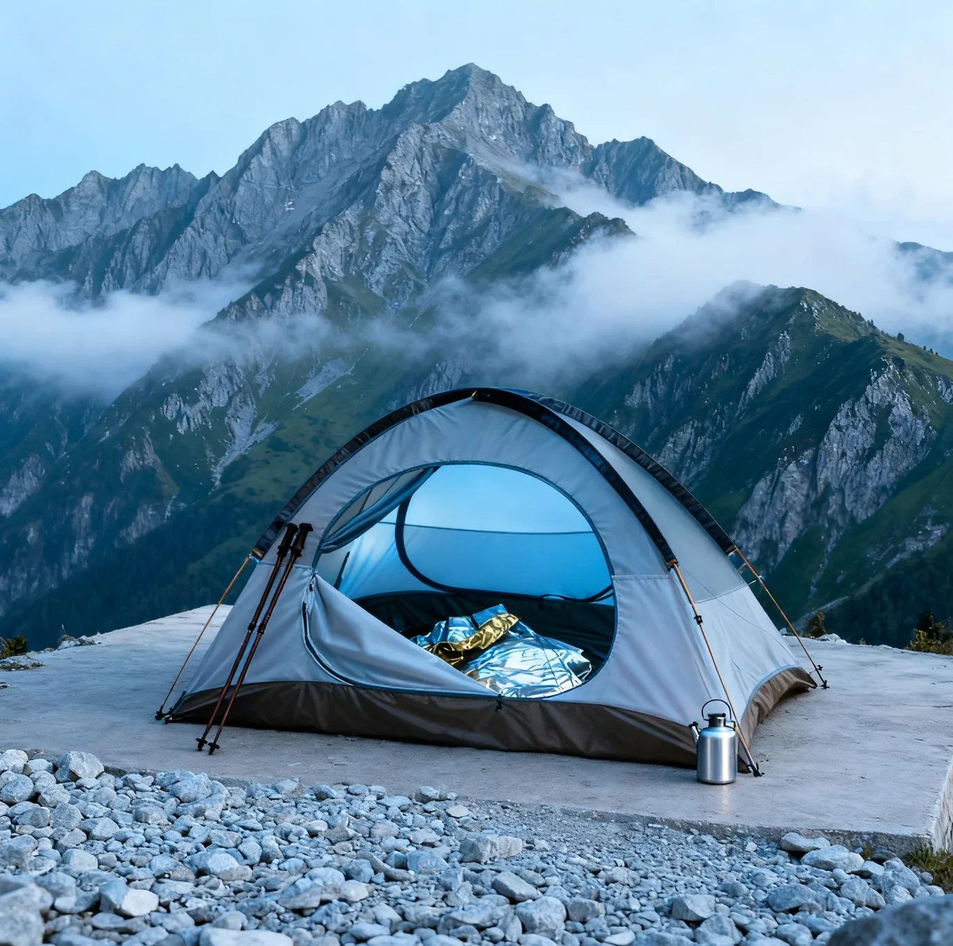 Large Space Oxford One Bedroom Four-Season Double Layer Outdoor Camping Tent 1-2 Person Straight Bracing Portable Rainproof