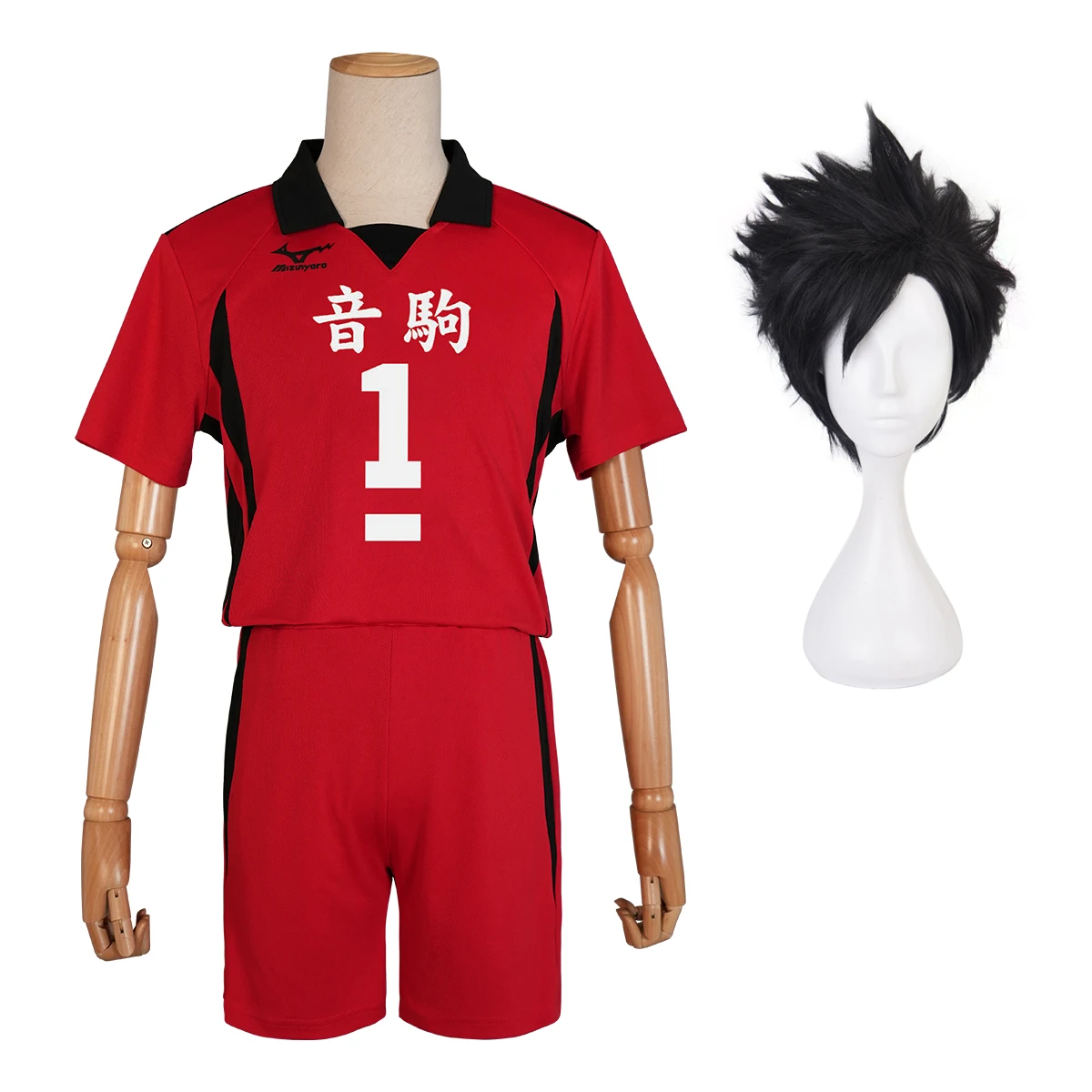 HOLOUN Haiky Anime Kuroo Tetsuro Cosplay Costume Wig Jerseys NO.1 Nekoma High School Vollyball Uniform Top Short Rose Net