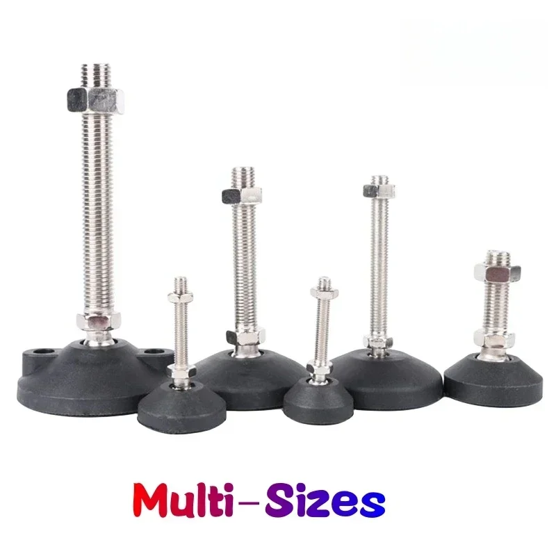 4pc M10 M12 Threaded Swivel Base Adjustable Table Leg Leveling Foot Articulated Furniture Leg Fixed Shock-proof Steel Foot Cup