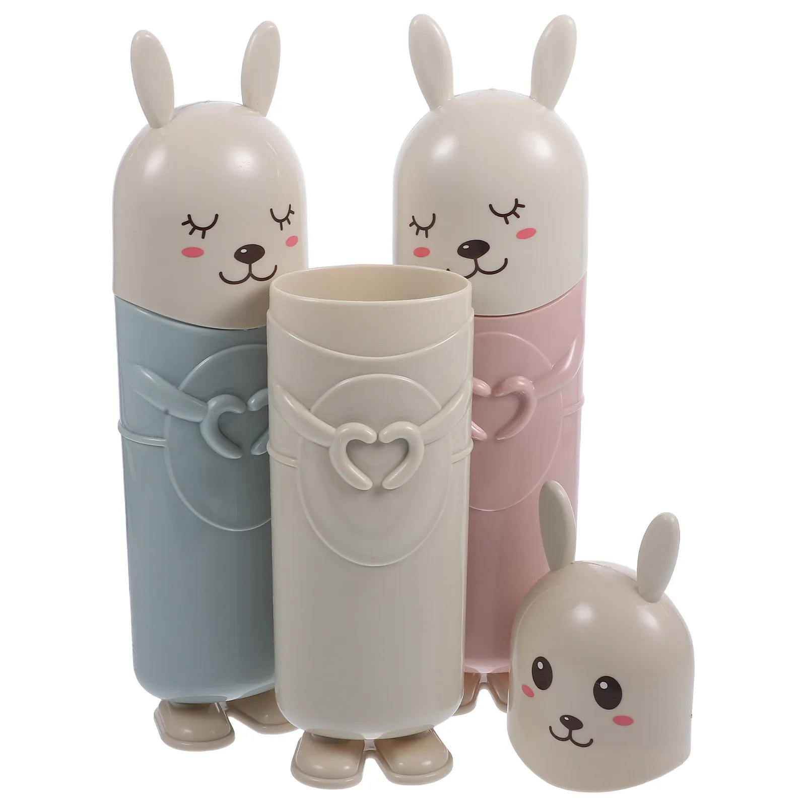

3Pcs Lovely Toothbrush Mug Set Compact and Sealed Animal Design Ideal for Travel Home and Daily Use Toothbrush Case