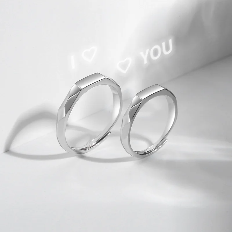 I LOVE YOU Secret Projection Ring 925 Sterling Silver Promise Ring Personalized Hologram Ring Opening Couple Rings For Her Him