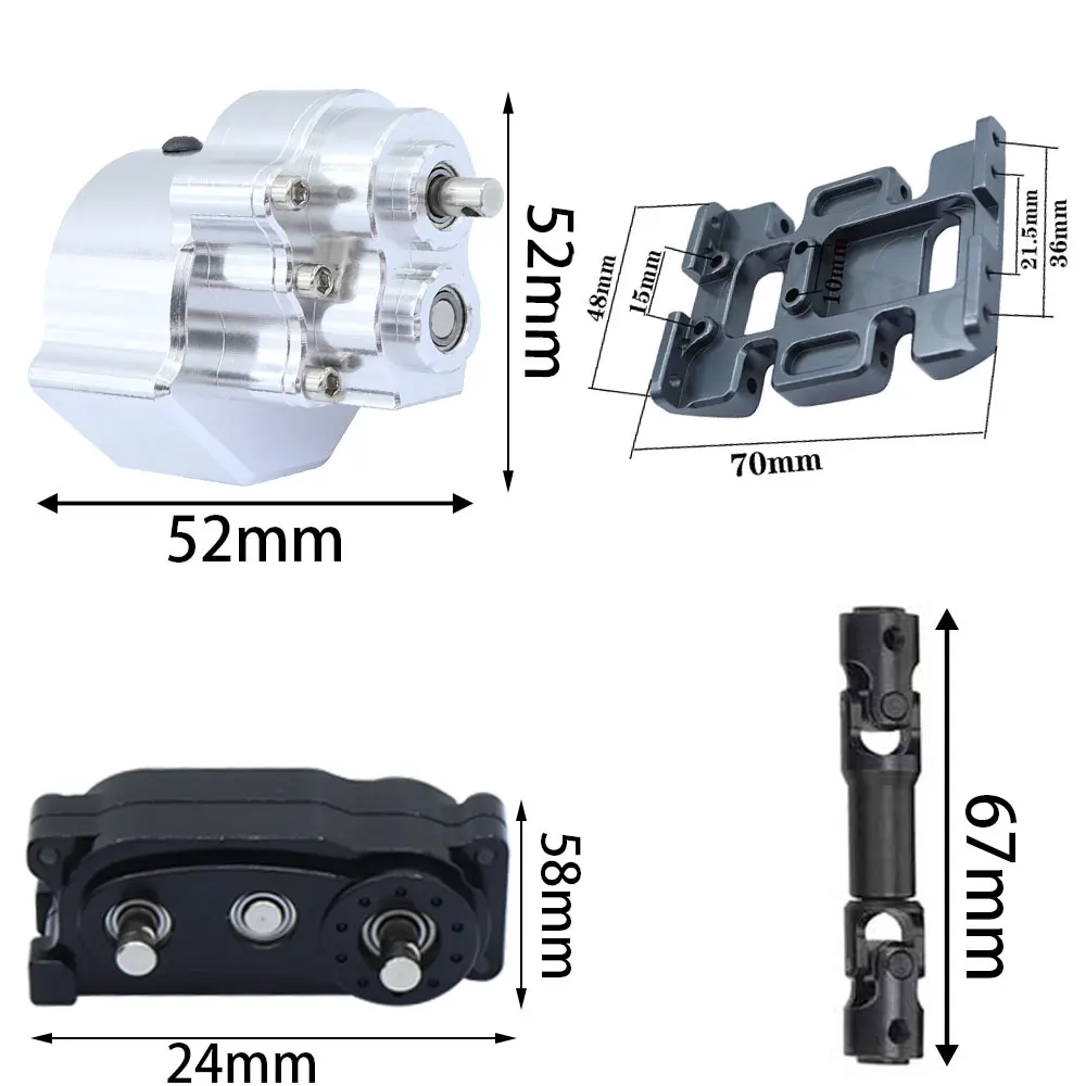 Prefixal Motor Gearbox Transmission Transfer Case  for 1/10 Axial SCX10 & SCX10 II 90046 RC Crawler Car