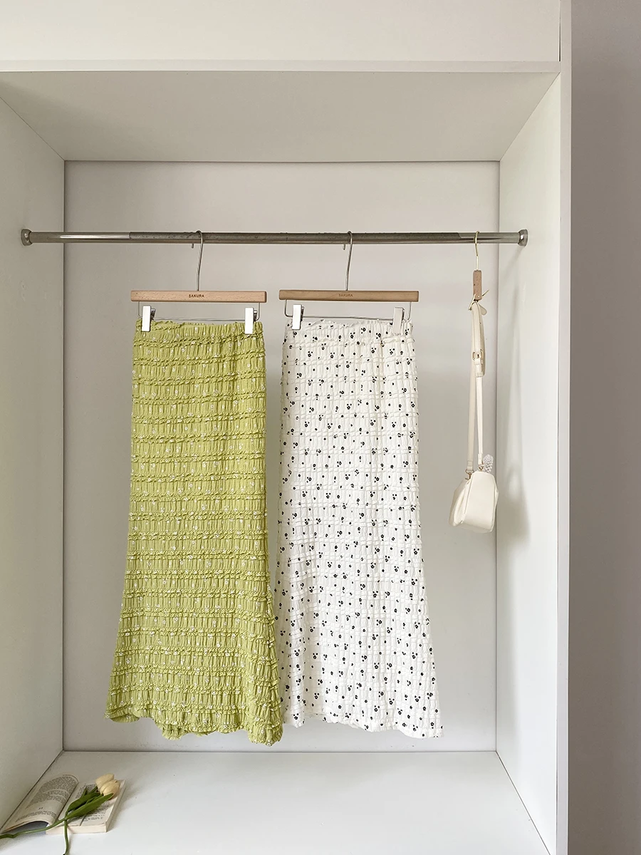 Falda midi elástica de cintura alta con estampado floral estilo coreano, novedad de verano 2025, falda ajustada para mujer, m...