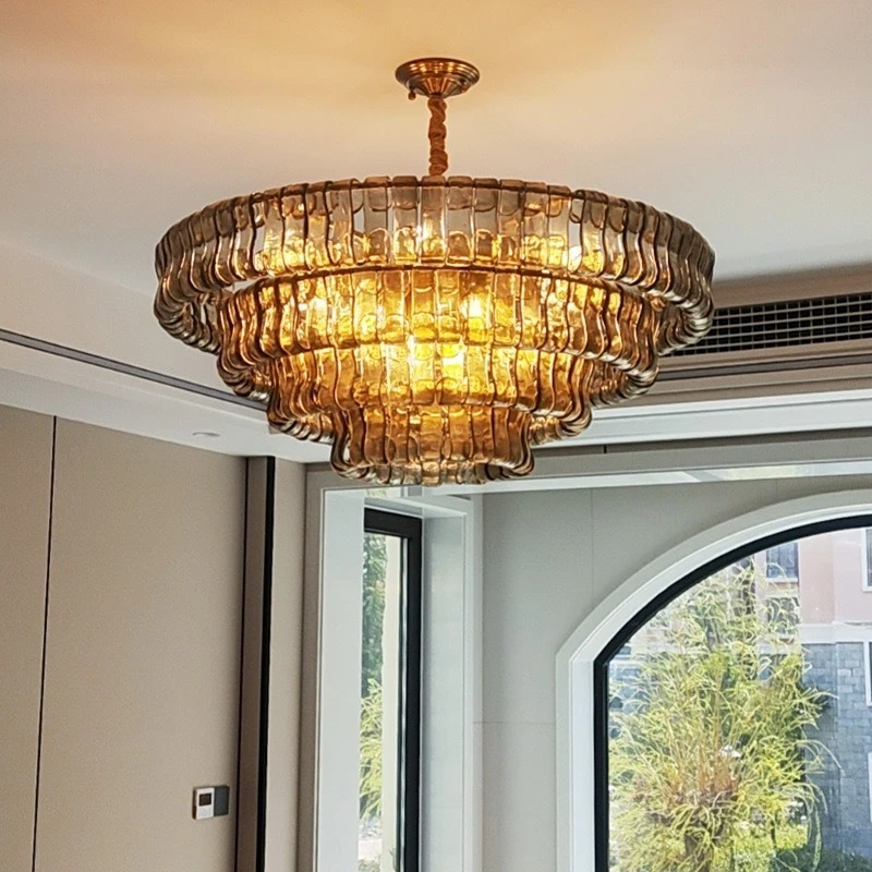 Retro French-style Crystal Chandelier Murano Glass Inset Ceiling Lamp for Living Room And Bedroom Luxury Lighting