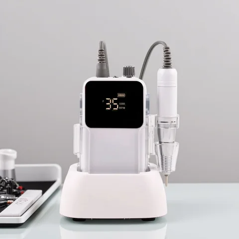 SIMINAIL Rectangle Nail Drill Rechargeable Desktop Base 35000RPM Manicure Electric Machine Nail File Pedicure Cordless Drilling