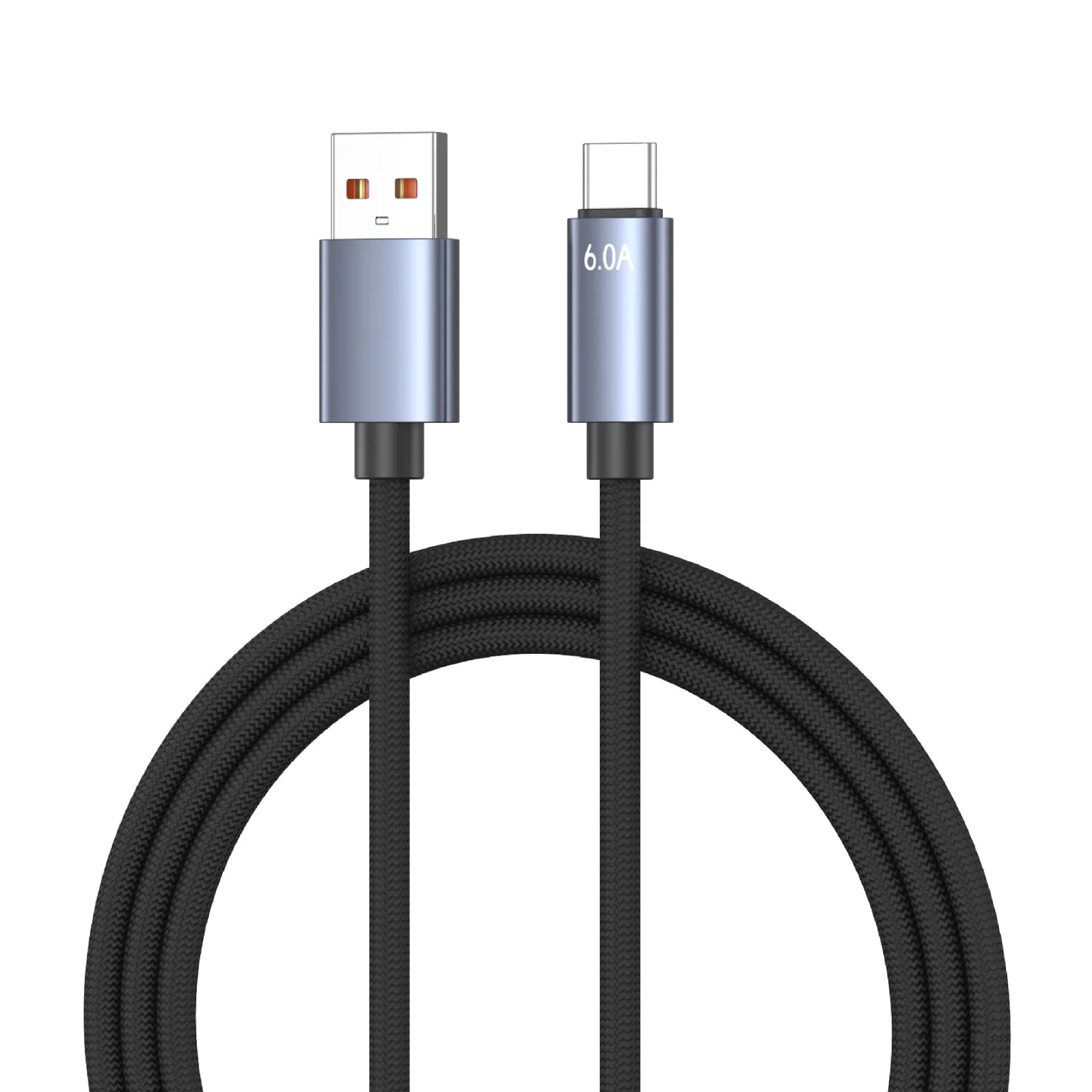 6A USB‑A to Type‑C Fast Charging Cable Nylon Braided High‑Speed Data Sync Charger Cord 1M Black Grey Coffee For Huawei Xiaomi