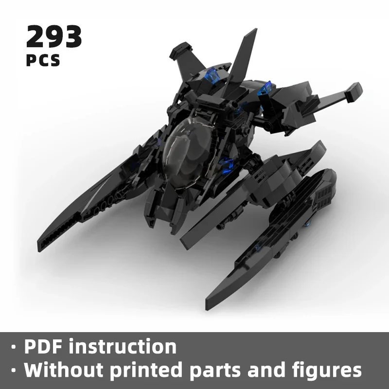 

futuristic bionic design aircraft bricks Sci-fi movie game shuttle blocks space fighter jet fans building moc gunship spaceship