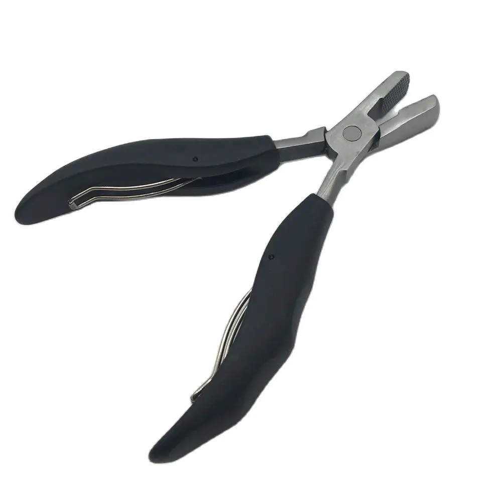 14.6 cm black handle Hair Extension Pliers with grooves Fusion Bond Crusher Tool  Hair Extension Remove Tool