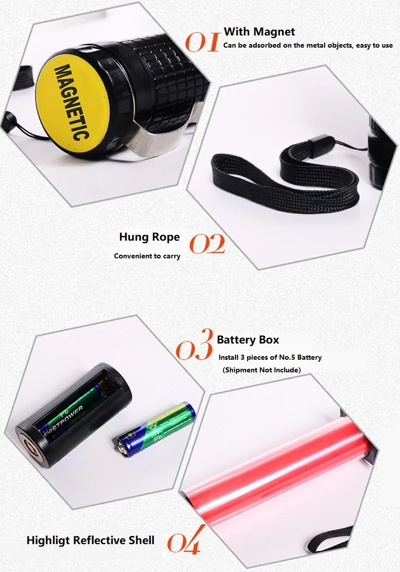 30 cm Verkehrsleuchte Zauberstab Licht LED Sicherheit Straßenrand Steuerung Taschenlampe Lichter Zauberstäbe Luft Feuer Strobe Lampe Flash Notfall blinkt – Detail 4