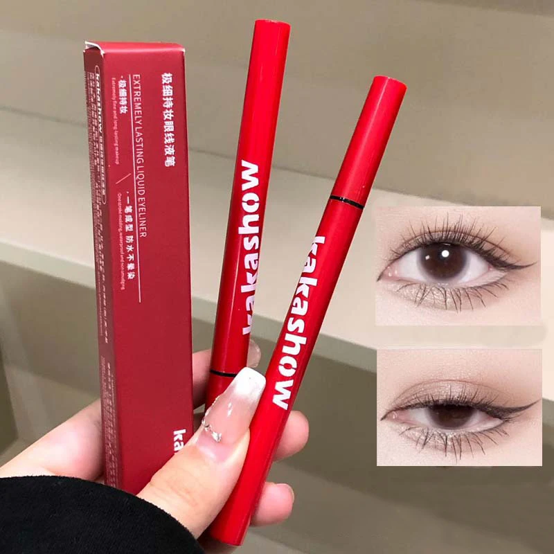 قلم كحل سائل فائق النعومة من كاكاشو، مكياج غير ملطخ، مقاوم للماء ومضاد للتعرق، قلم كحل غير ملطخ