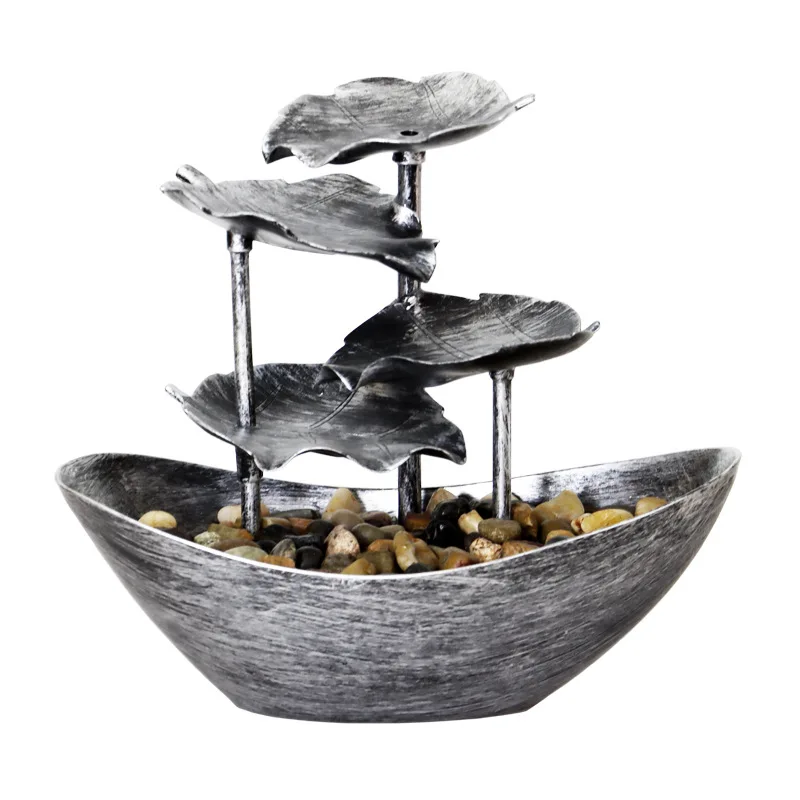 Imagem -04 - Led Tabletop Fountain para Decoração Interior Lotus Leaf Relaxamento Interior Waterfall Fountain Inclui Muitos Rio Natural