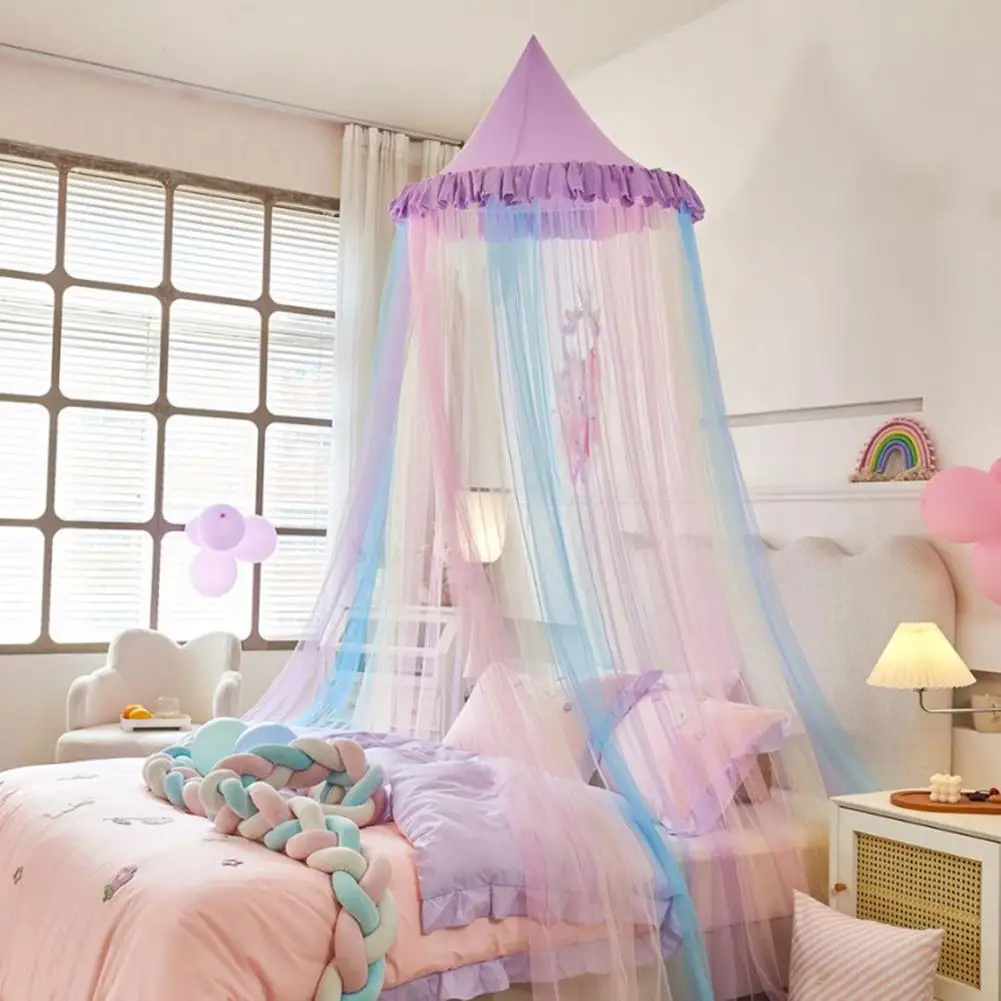 

Luxury Canopy Drapes Dreamy Rainbow Bed Canopy for Girls Princess Dome Tent Breathable Mosquito Net Decorative Crib Curtain Kids