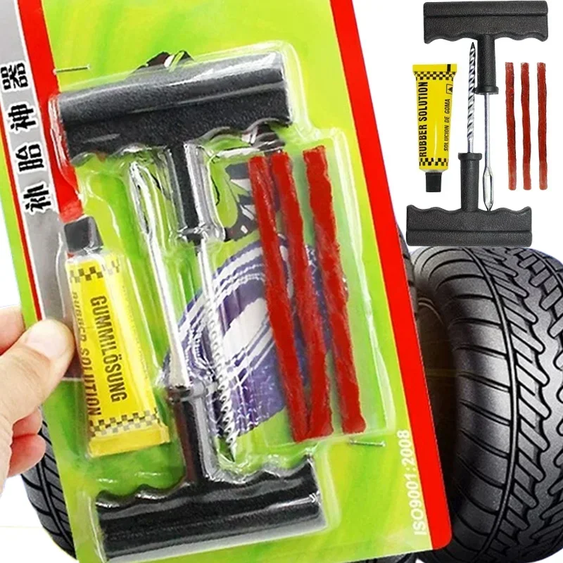 

Car Tire Repair Tool Kit with Rubber Strips Tubeless Tyre Puncture Studding Plug Set Motorcycle Truck Repair Tool Vacuum Tire