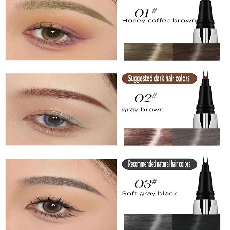 2 포크 눈썹 눈썹 라이너 연필 빠른 건조 부드러운 눈썹 문신 연필 속눈썹 메이크업 화장품 눈 메이크업
