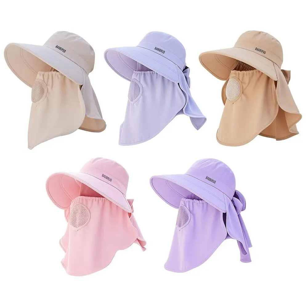 

New Lightweight Sun Hat UV Protection Foldable Tea Picking Cap Breathable With Detachable Mask Bucket Hat Women