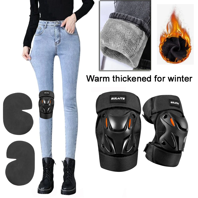 

Woman Motorbike Jeans Windproof Plus Velvet women's Motorcycle pants Casual Motocross Road Knee Protective winter wnter warm Mot