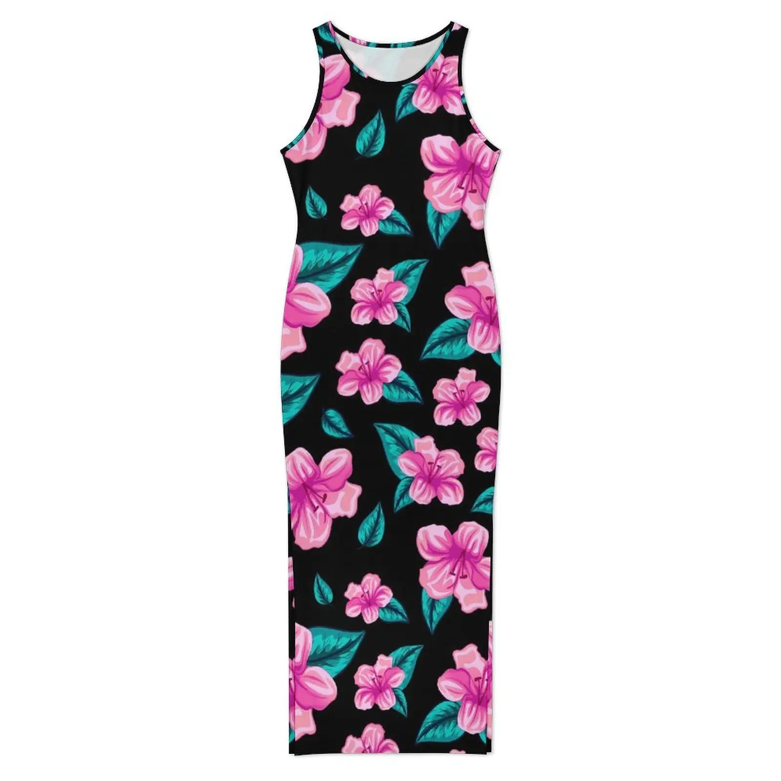 Tropical Floral Dress Sleeveless Hawaiian Flower Fashion Maxi Dresses Kawaii Bodycon Dress Womens Pattern Oversize Clothing