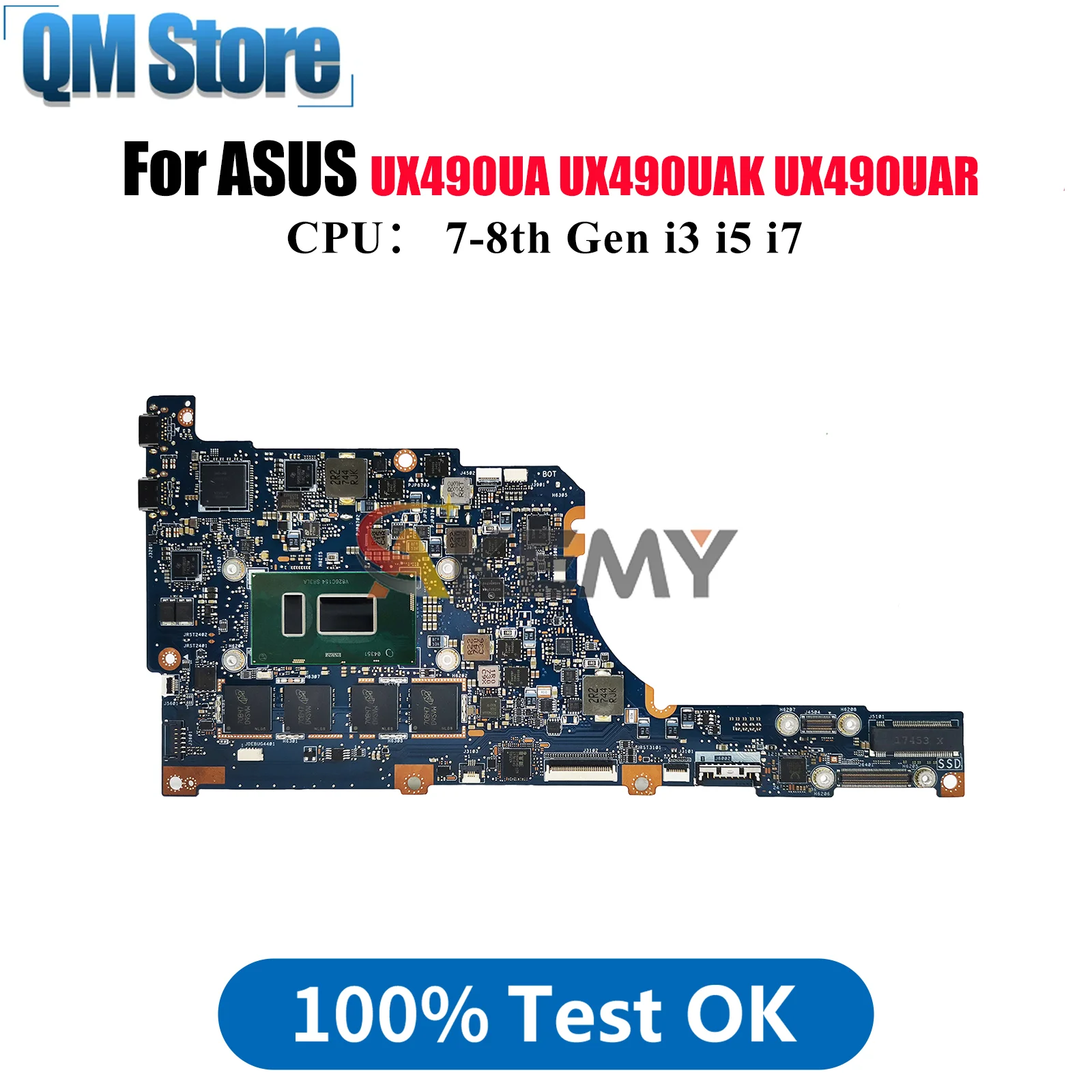 

UX490UA Laptop Motherboard For ASUS ZenBook UX490UAR UX490UA UX490U UX490UAK Notebook Mainboard With i3 i5 i7 CPU 100% tests OK
