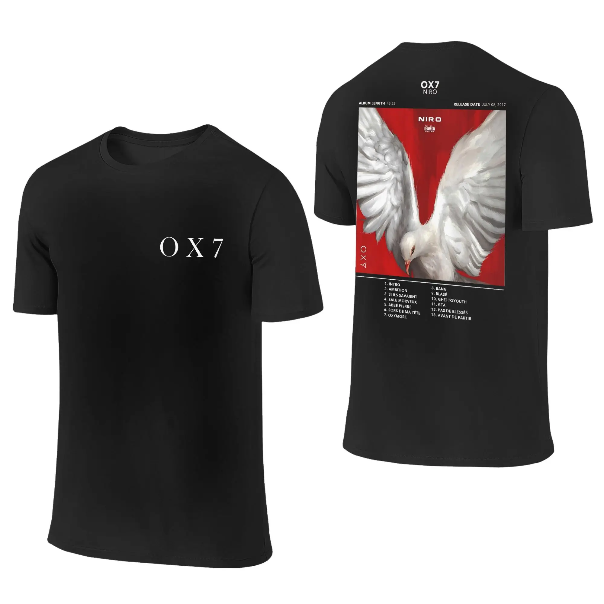 مغني الراب نيرو ألبوم OX7 تي شيرت الرجال النساء القطن الخالص تي شيرت غير رسمي طاقم الرقبة تي شيرت ملابس قصيرة الأكمام هدية عيد ميلاد #2