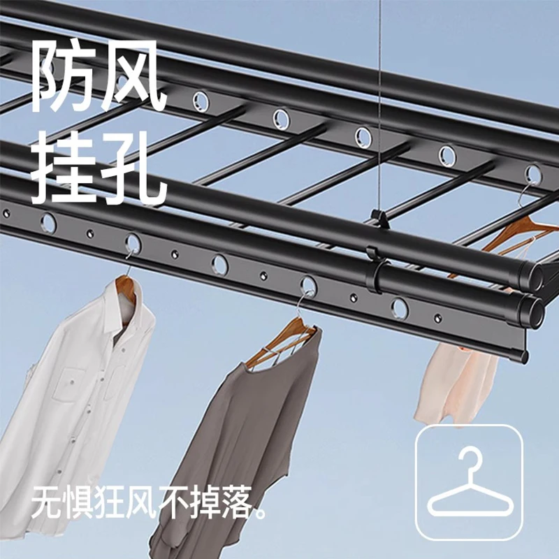 Lifting drying rack hand crank balcony indoor drying rod automatic top installation manual drying rack